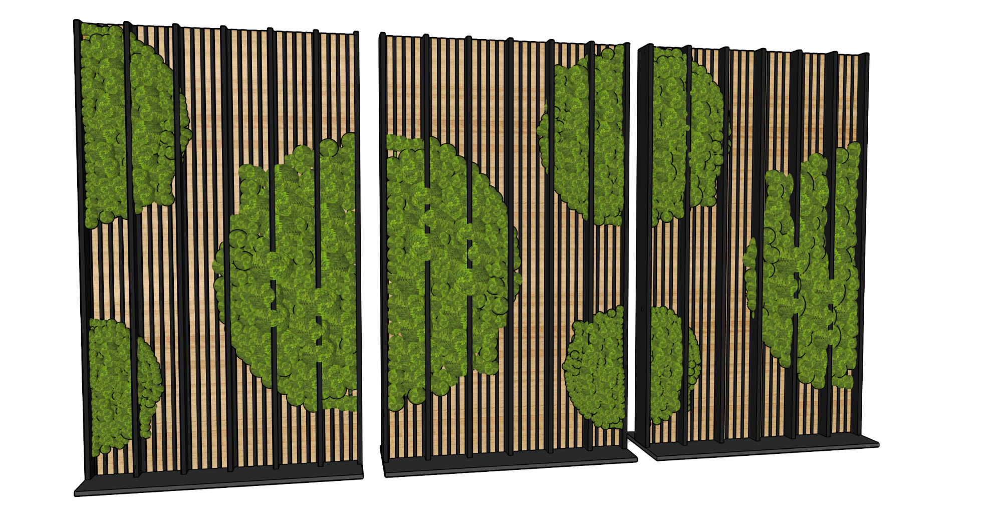 Panneaux décoratifs en bois avec motifs en végétal stabilisé.