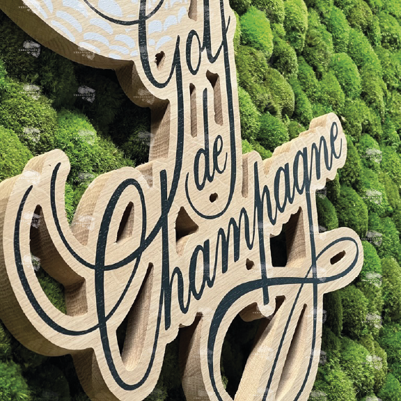 Logo du Golf de Champagne sur fond végétal.
